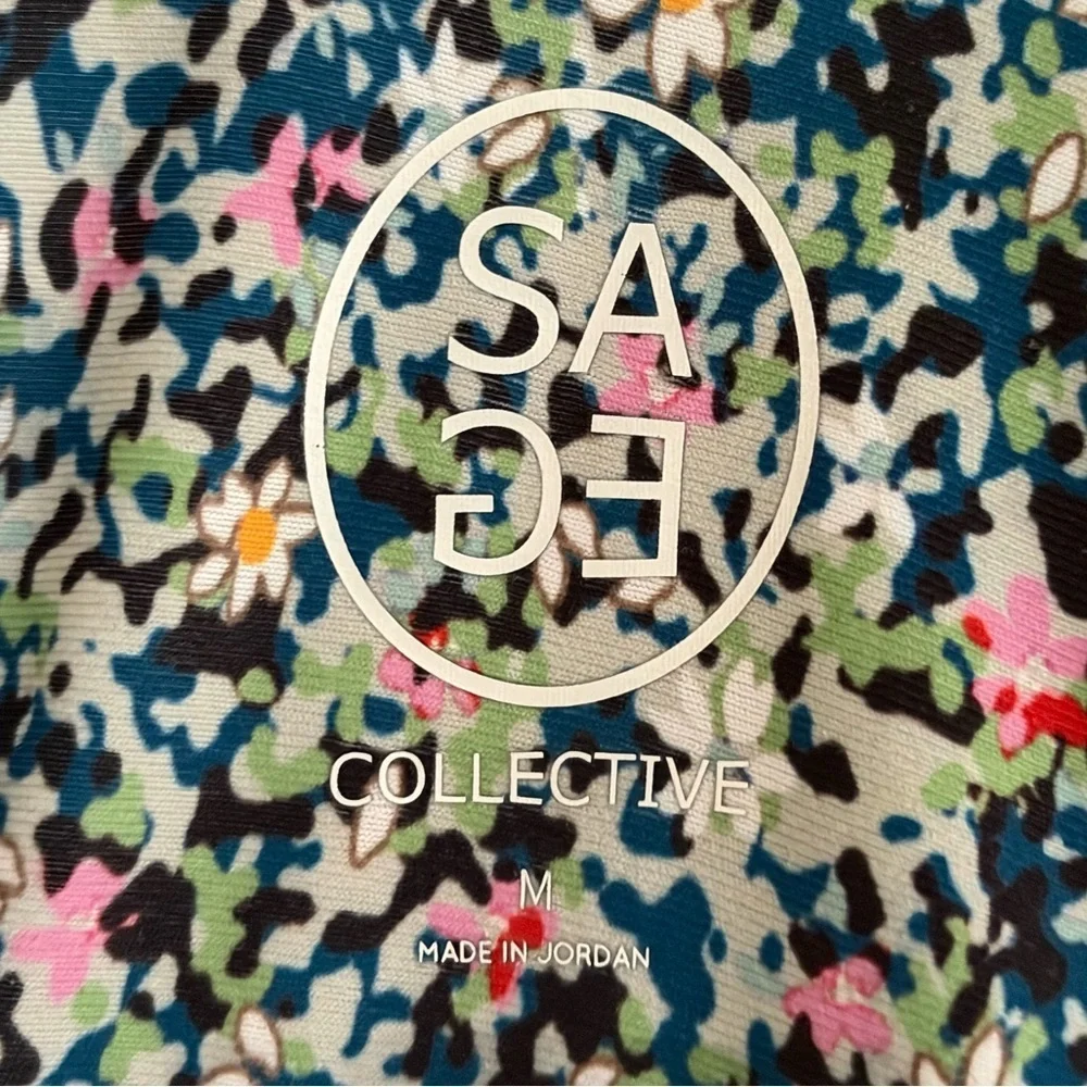 Sage Collective Blue Floral Longline Sports Bra, SZ M LIKE NEW - Picture 6 of 10